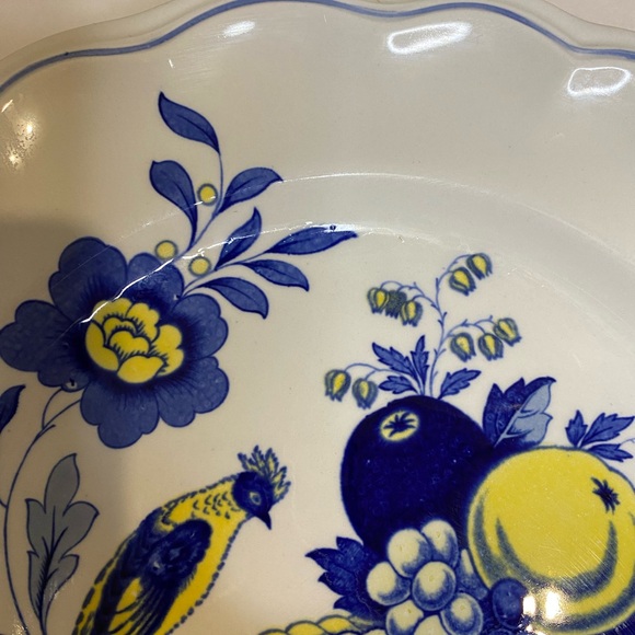 Spode 10.5” Plate “Blue Bird” Blue and Yellow with Scalloped Edges China Decor - Picture 5 of 7